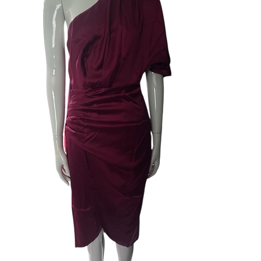 Elegant Burgundy One-Shoulder Dress size small